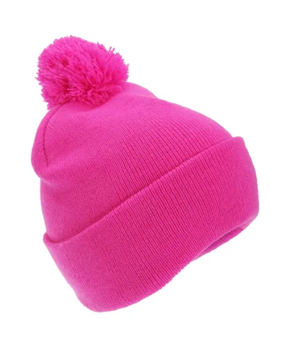 FLOSO Boys Childrens/Kids Knitted Hi Vis Winter Bobble Hat (Pink) - One