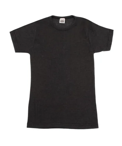 FLOSO Boys Unisex Childrens/Kids Thermal Underwear Short Sleeve T-Shirt/Top (Charcoal)
