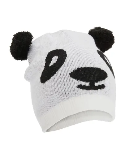 FLOSO Childrens/Kids Unisex Animal Design Winter Beanie Hat (Tiger, Panda, Bear, Dog) (Panda) - White - One