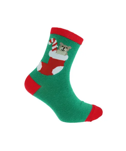 FLOSO Childrens Unisex Childrens/Kids Christmas Socks (Green Bear)
