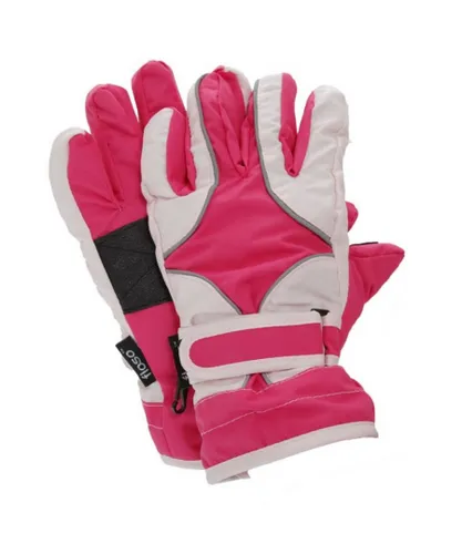 FLOSO Childrens Unisex Childrens/Kids Girls Heavy Duty Waterproof Padded Thermal Ski/Winter Gloves (Pink)