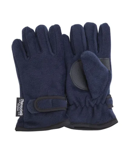 FLOSO Childrens Unisex Childrens/Kids Thermal Thinsulate Fleece Gloves With Palm Grip (3M 40g) (Navy)