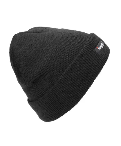 FLOSO Childrens Unisex Kids/Childrens Knitted Winter/Ski Hat With Thinsulate Lining (3M 40g) (Black)