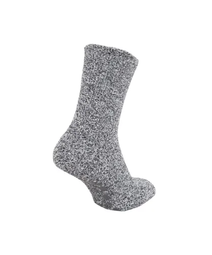 FLOSO Childrens Unisex Kids Warm Slipper Socks With Rubber Non Slip Grip (Grey)