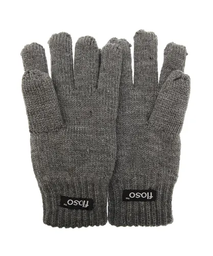 FLOSO Childrens Unisex Knitted Thermal Thinsulate Gloves (3M 40g) (Grey)