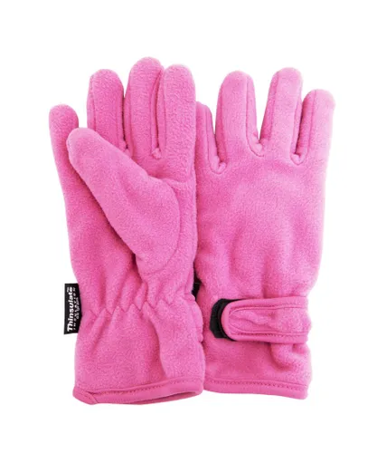 FLOSO Girls Childrens/Kids Plain Thermal Thinsulate Fleece Gloves (3M 40g) (Pink) Nylon