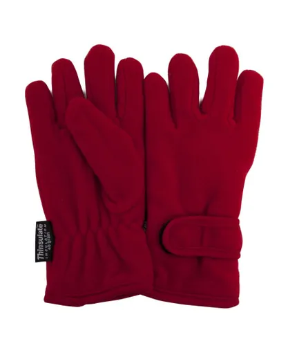 FLOSO Girls Childrens/Kids Plain Thermal Thinsulate Fleece Gloves (3M 40g) (Red) Nylon