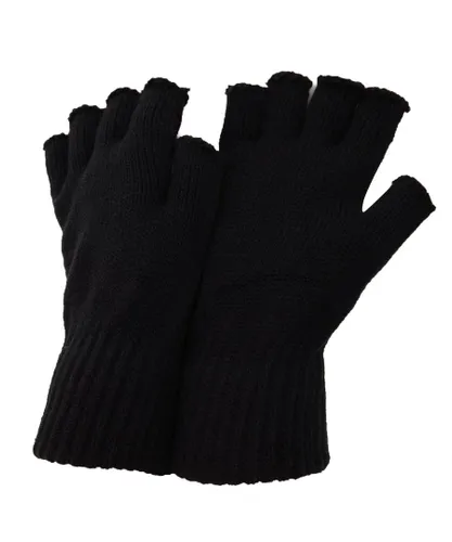 FLOSO Mens Fingerless Winter Gloves (Black) - One