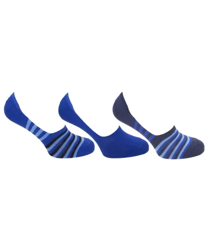 FLOSO Mens Invisible Trainer Socks (Pack Of 3) (Blue/Black) - Multicolour