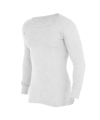 FLOSO Mens Thermal Underwear Long Sleeve Vest Top (Viscose Premium Range) (White)