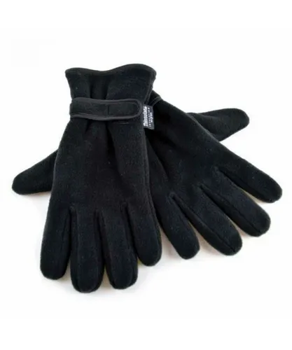 FLOSO Mens Thinsulate Thermal Fleece Gloves With Palm Grip (3M 40g) (Black)