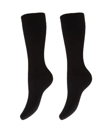 FLOSO Womens/Ladies Thermal Winter Wellington/Welly Boot Socks (2 Pairs) (Black)