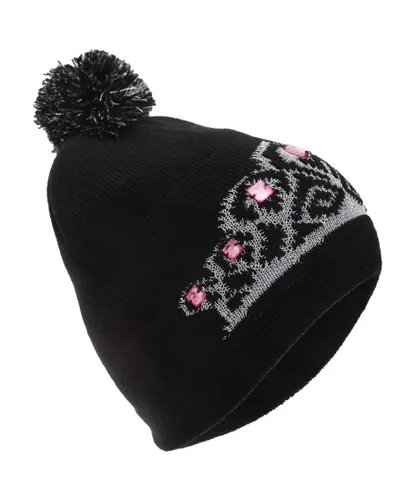 FLOSO Womens/Ladies Tiara Pattern Winter Beanie Bobble Hat (Black) - One