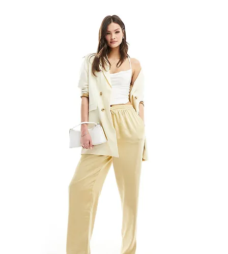 Flounce London Tall satin wide leg trousers in gold