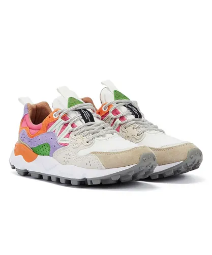 Flower Mountain Yamano 3 WoMens White/Pink Trainers Suede