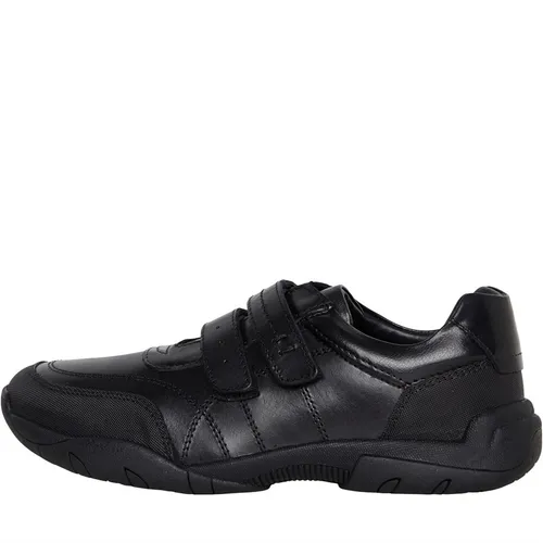 Fluid Junior Boys Leather Velcro Two Strap School Shoes Black