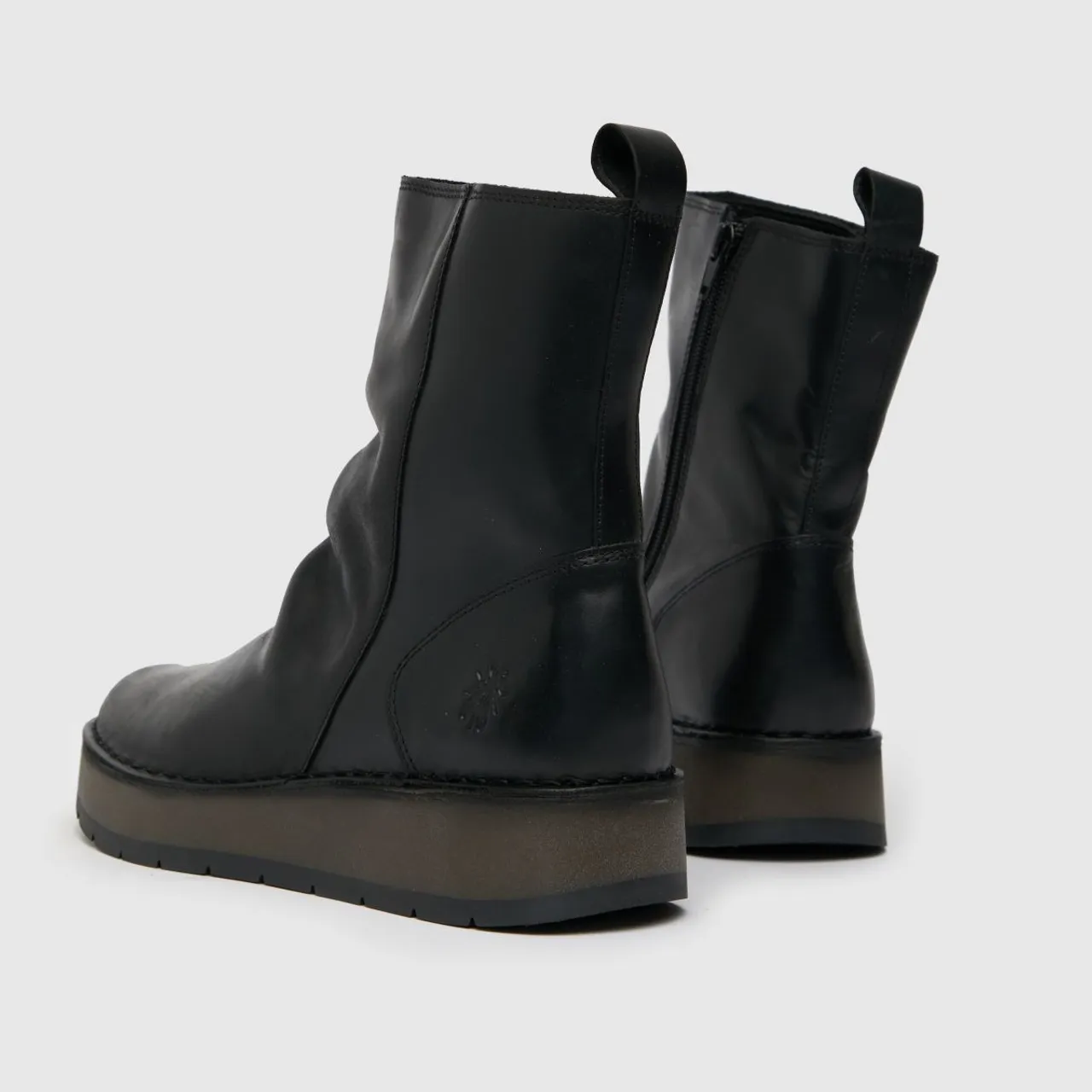 Fly London Reno Ruched Boots In Black