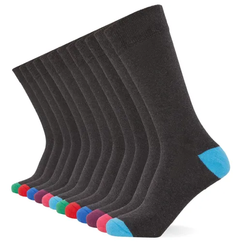 FM London (12-Pack) Smart Mens Socks - Breathable Plain