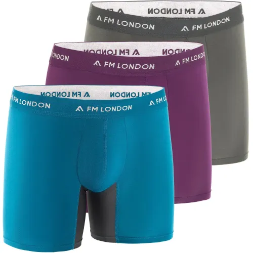 FM London (3-Pack) Bamboo Boxers for Men with Anti Chafe