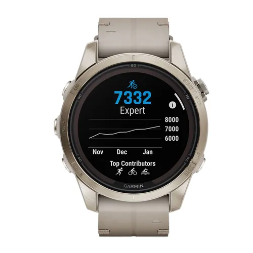 fēnix® 7S Pro – Sapphire Solar Edition Soft Gold with Limestone Leather Band 42mm