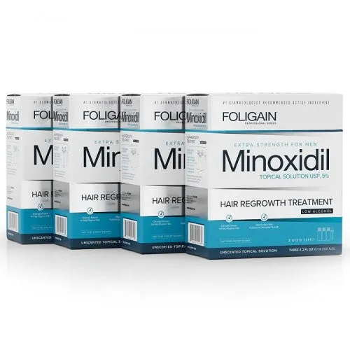 Foligain Low Alcohol Minoxidil 5% Hair Regrowth Treatment For Men 12 months