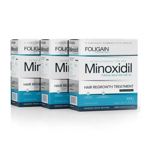 Foligain Low Alcohol Minoxidil 5% Hair Regrowth Treatment For Men 9 months