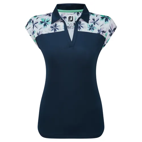 FootJoy Blocked Floral Print Cap Sleeveless Ladies Golf Polo Shirt