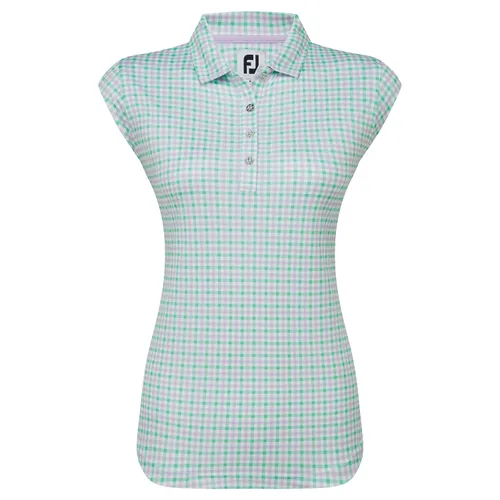 FootJoy Gingham Print Cap Sleeve Ladies Golf Polo Shirt