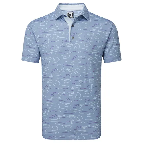 FootJoy Golf Course Doodle Self Collar Golf Polo Shirt