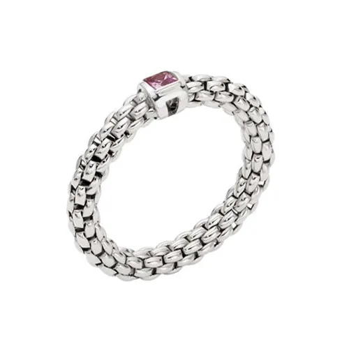 Fope Souls 18ct White Gold Pink Sapphire Flexible Ring - XS