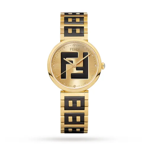Forever Fendi 29mm Sunray-Effect Dial Onyx Crown Stainless Steel Gold Plated