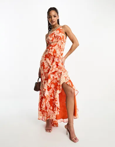 Forever New one shoulder cut out maxi dress in red floral