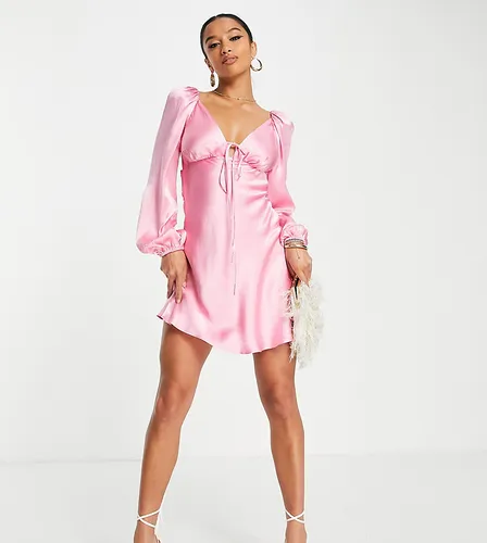 Forever New Petite cut out satin mini dress pink