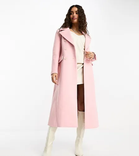 Forever New Petite oversized open maxi coat in powder pink