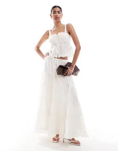 Forever New tiered maxi skirt in white
