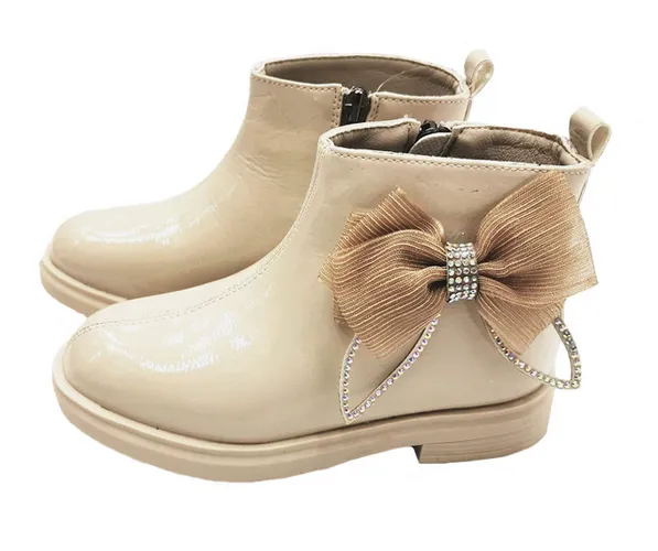 Forever Young Girls Low Ankle Boots Flat Chelsea Bow School