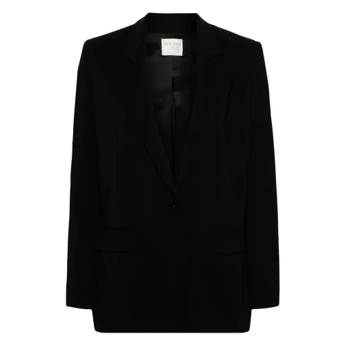 Forte Forte , Black Cady Crepe Stretch Jacket ,Black female, Sizes: