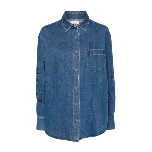 Forte Forte , Denim Embroidered OverDenim Jacket ,Blue female, Sizes: