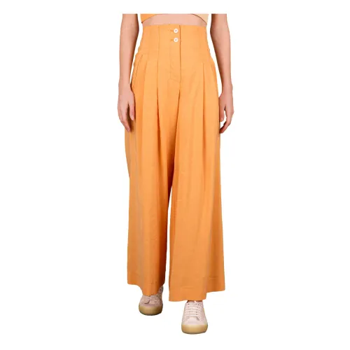 Forte Forte , Flawed intertwining trousers in viscose ,Orange female, Sizes: