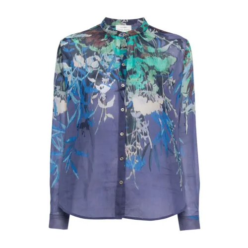 Forte Forte , Floral Blue Shirt with Semi-Transparent Structure ,Blue female, Sizes: