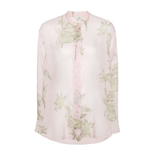 Forte Forte , Floral Print Silk-Cotton Blend Shirt ,Pink female, Sizes: