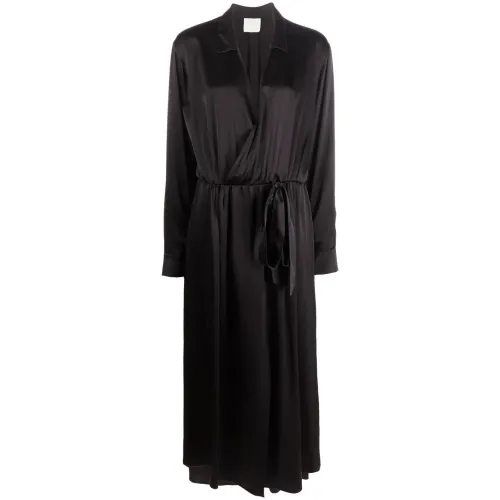 Forte Forte , Heavy silk chemisier dress ,Black female, Sizes:
