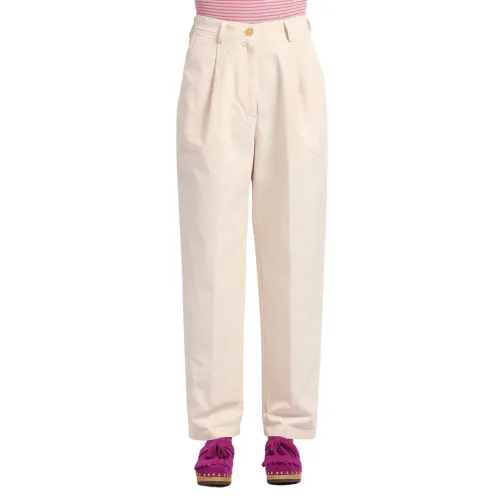Forte Forte , Pants with Pences In Canvas ,White female, Sizes:
