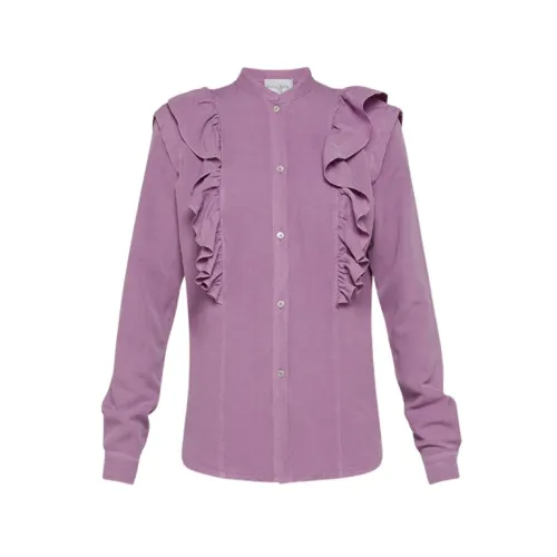 Forte Forte , Ruffled Viscose Linen Crepe Shirt ,Purple female, Sizes: