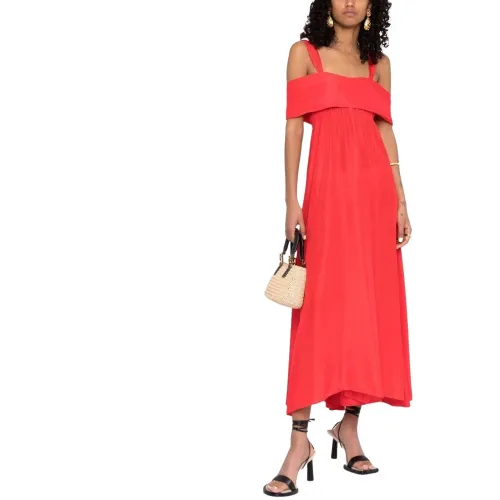 Forte Forte , Silk midi dress ,Red female, Sizes: