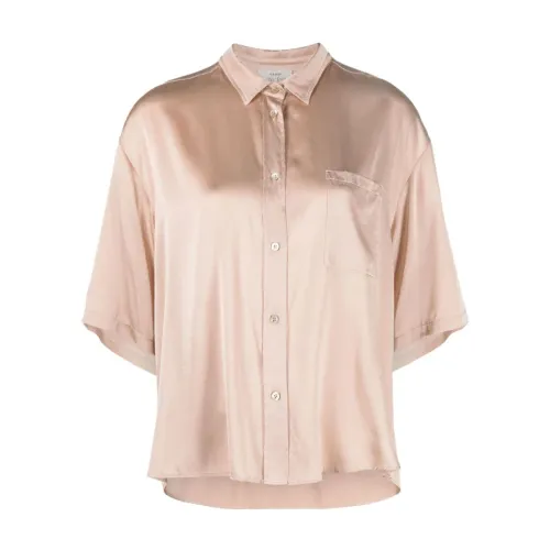 Forte Forte , Silk Nude Short Sleeve Shirt ,Pink female, Sizes: