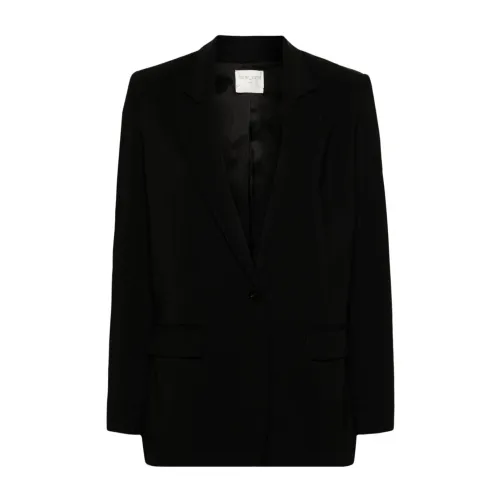 Forte Forte , Tailored Black Jacket with Notched Lapels ,Black female, Sizes: