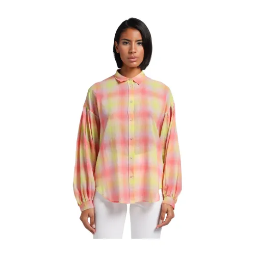Forte Forte , Voile shirt cotton tartan ,Pink female, Sizes: