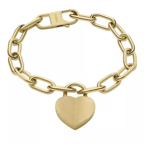 Fossil Bracelets - Harlow Linear Texture Heart Gold-Tone Stainless St - gold - Bracelets for ladies