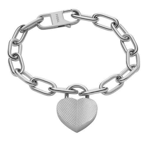 Fossil Bracelets - Harlow Linear Texture Heart Stainless Steel Statio - silver - Bracelets for ladies